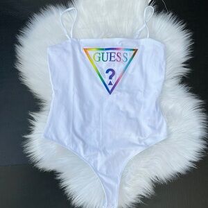 New GUESS Rainbow Logo Bodysuit SZ L